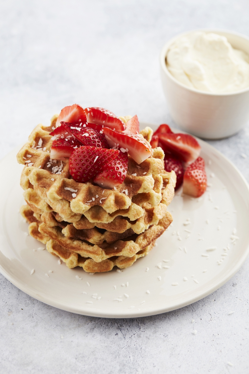 Grain Free Keto Waffles with Coconut Whipped Cream from our new cookbook Go Keto