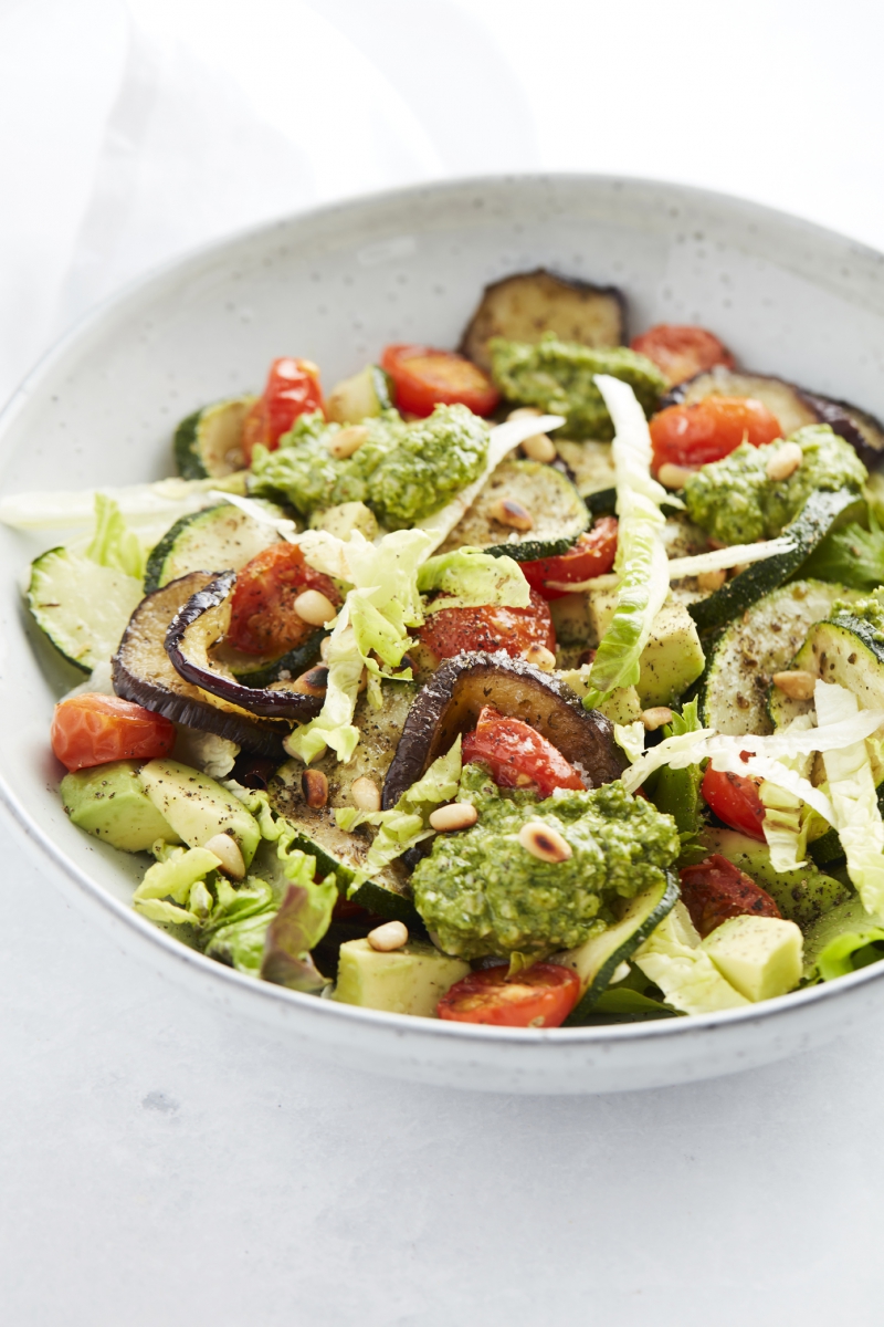 Grilled vegetable salad with pesto from our Start to Keto eBook
