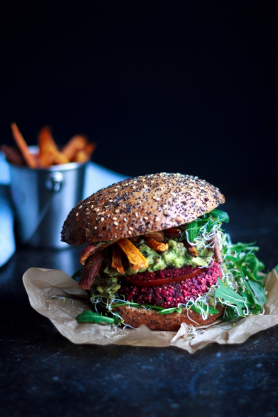 Beetroot Burgers with Sweet Potato Fries | Inspiration: Cailin Rose