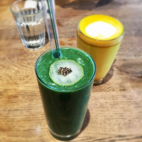 Green Protein Shake & Golden Milk at Farmacy Notting Hill