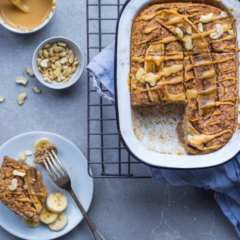 Banana Peanut Butter Baked Oatmeal | Inspiration: Bo’s Kitchen
