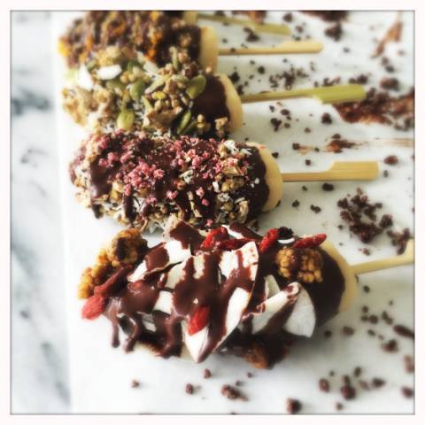 Chocolate Dipped Frozen Banana Bites