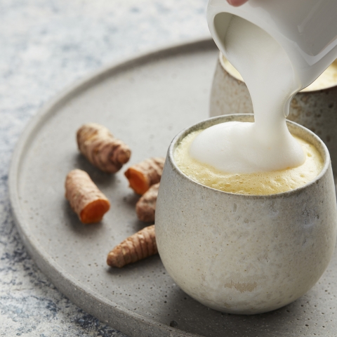 Dairy Free Dalgona Turmeric Latte | Golden Milk Frappuccino