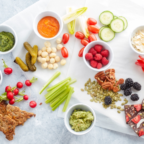 Easy vegan keto snack platter (low carb, paleo, dairy free)