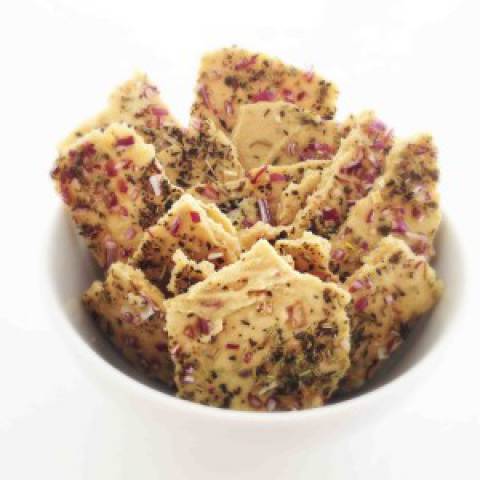 Raw Vegan Cheese Crackers with Italian Herbs & Red Onion