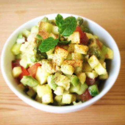 Mexican Papaya Avocado Salsa with Lime Ginger Dressing