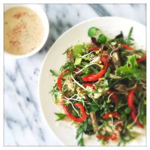 Summer Quinoa Salad with Roasted Bell Pepper & Artichoke