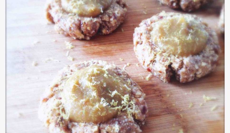 Almond Frangipane Cookies with Pear Lemon Caramel