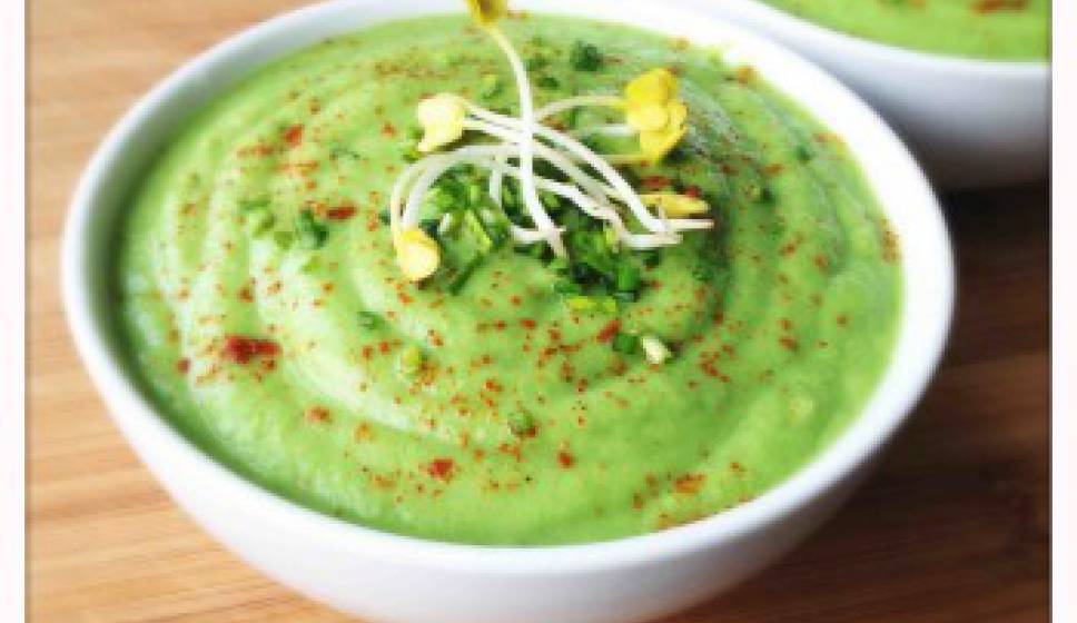 Cream of Green Pea Soup with Fresh Mint