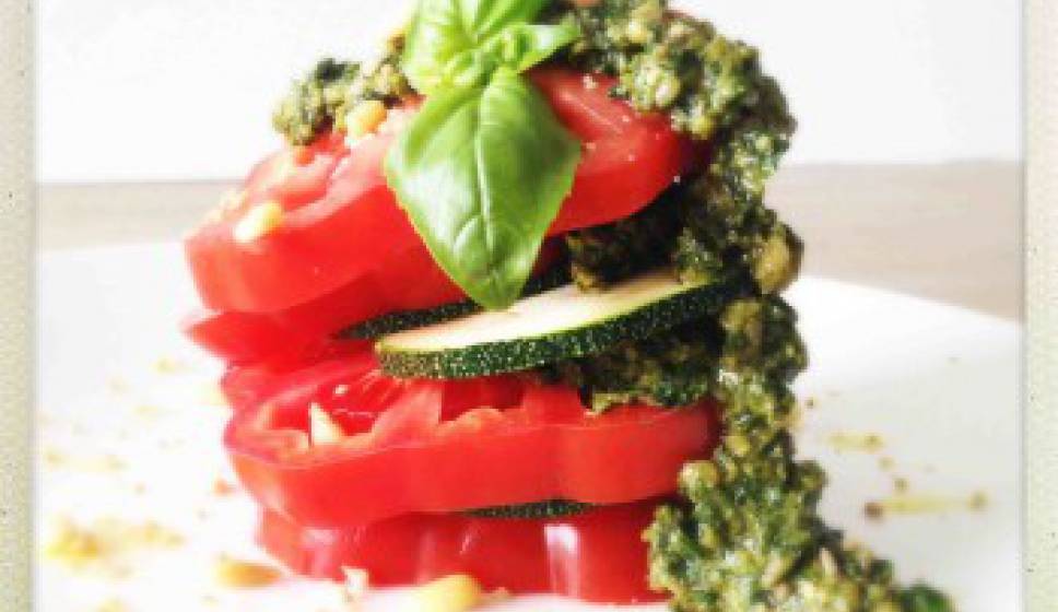 Heirloom Tomato Pesto Stack (Perfect for Your Next Summer Party!)