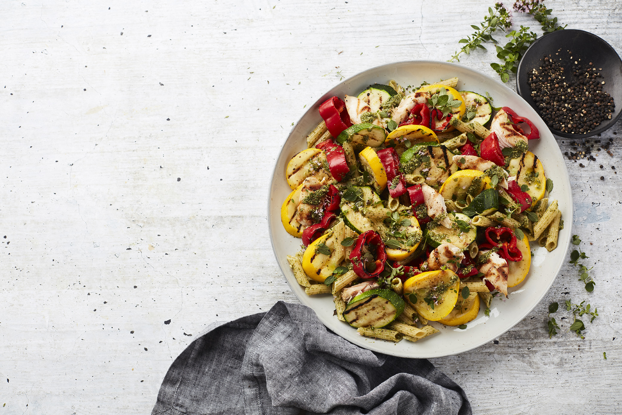 Pasta Pesto with Chicken and Grilled Vegetables Blog Julie's Lifestyle