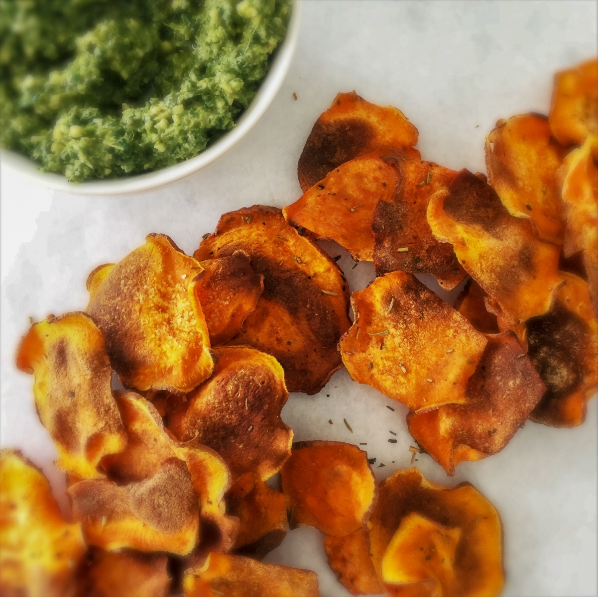 Baked Sweet Potato Chips with Kale Pesto | Vegan, Paleo (+ Low Carb Keto Chips)