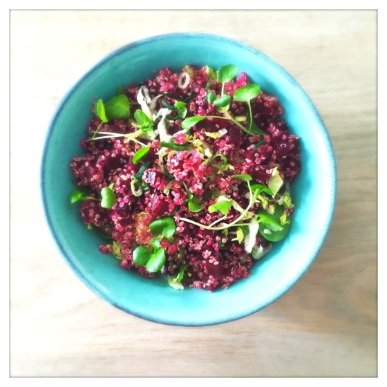 Beetroot Quinoa Salad with Watercress & Sunflower Cheese Sauce