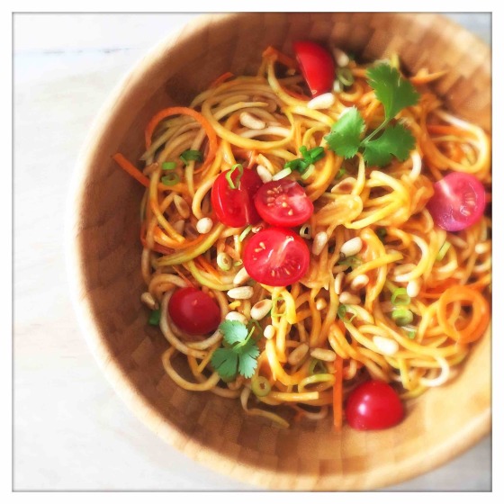 Carrot & Zucchini Pasta with Tomato Coconut Curry Sauce