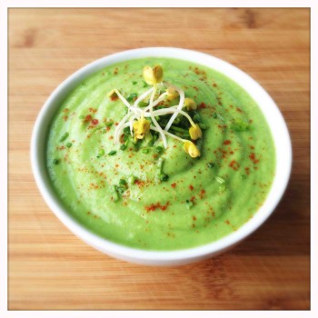 Cream of Green Pea Soup with Fresh Mint