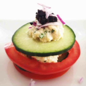 Greek Salad Appetizer with Almond Cashew Cheese