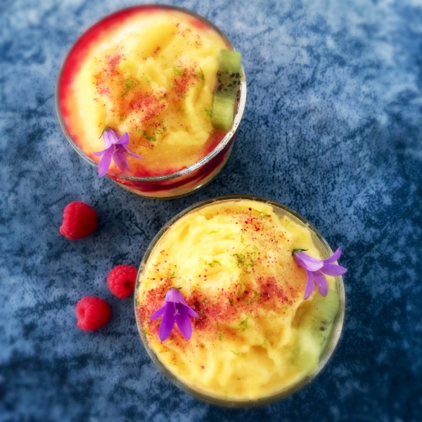 Mango Pineapple Ice Cream with Raspberry Swirl | Healthy Summer Snack