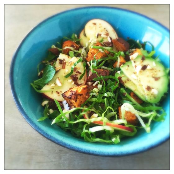 Roasted Sweet Potato Salad with Mustard Dressing