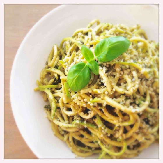 Zucchini Pasta with Basil Hemp Pesto