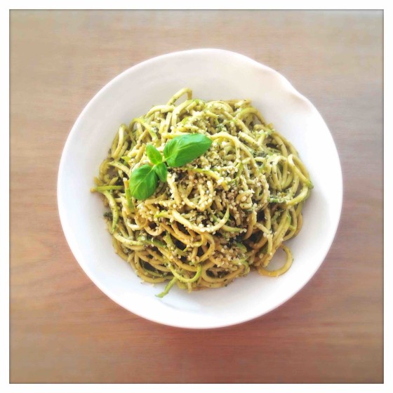 Zucchini Pasta with Basil Hemp Pesto (+ Discover How to Use a Spiralizer!)