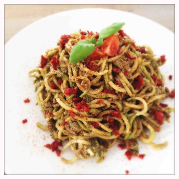 Zucchini Pasta with Sundried Tomato Pesto